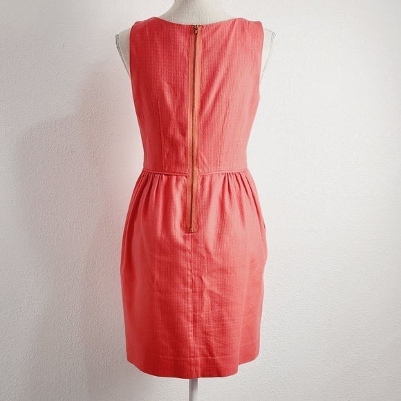 J. Crew Basketweave Orange Fit & Flare Dress Size: 4 - Picture 7 of 13